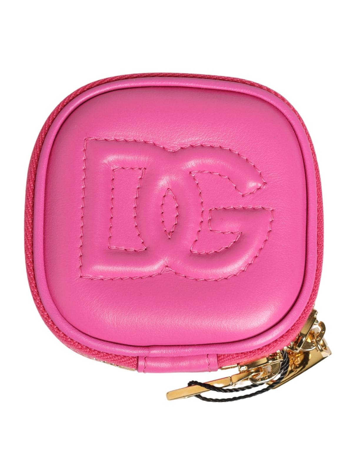 Dolce & Gabbana Pink Leather Embossed Logo Holder Airpod Case