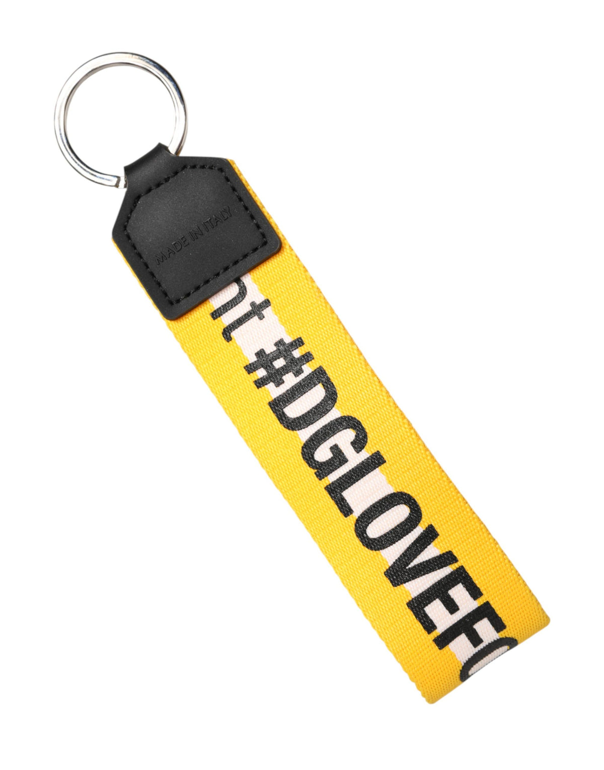 Dolce & Gabbana Yellow Logo Silver Brass Holder Keychain Keyring