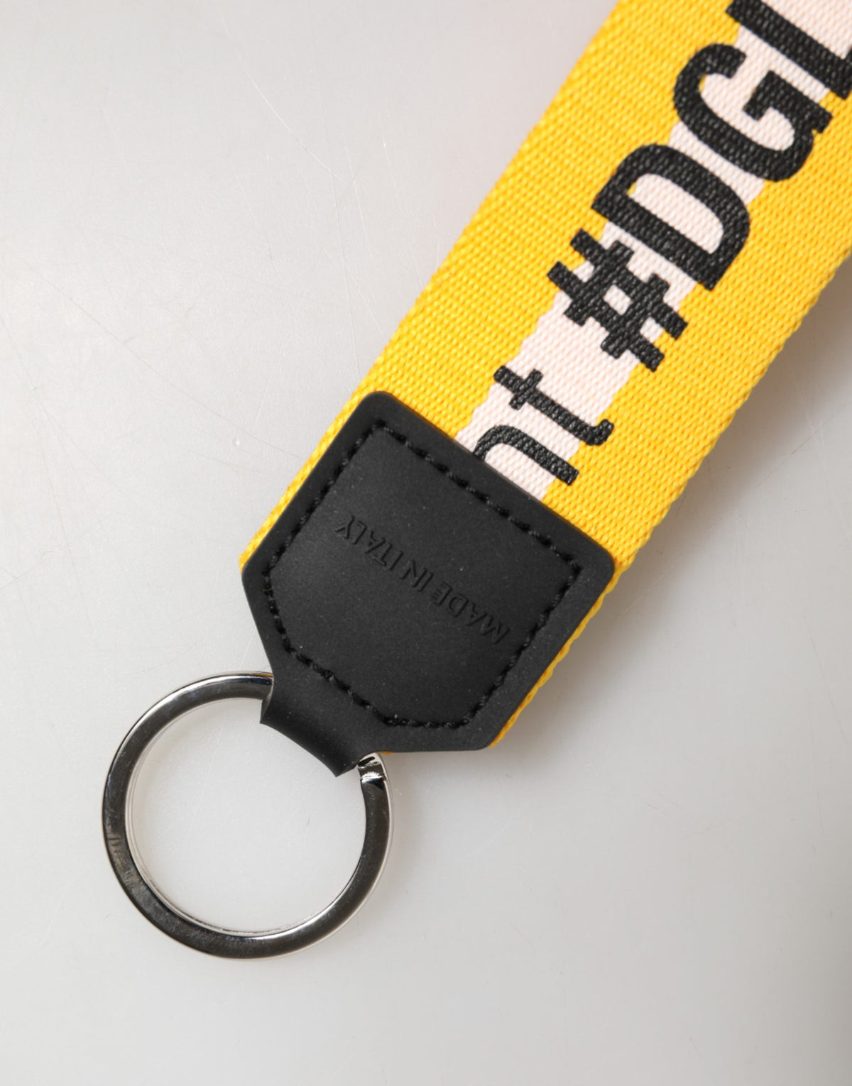 Dolce & Gabbana Yellow Logo Silver Brass Holder Keychain Keyring