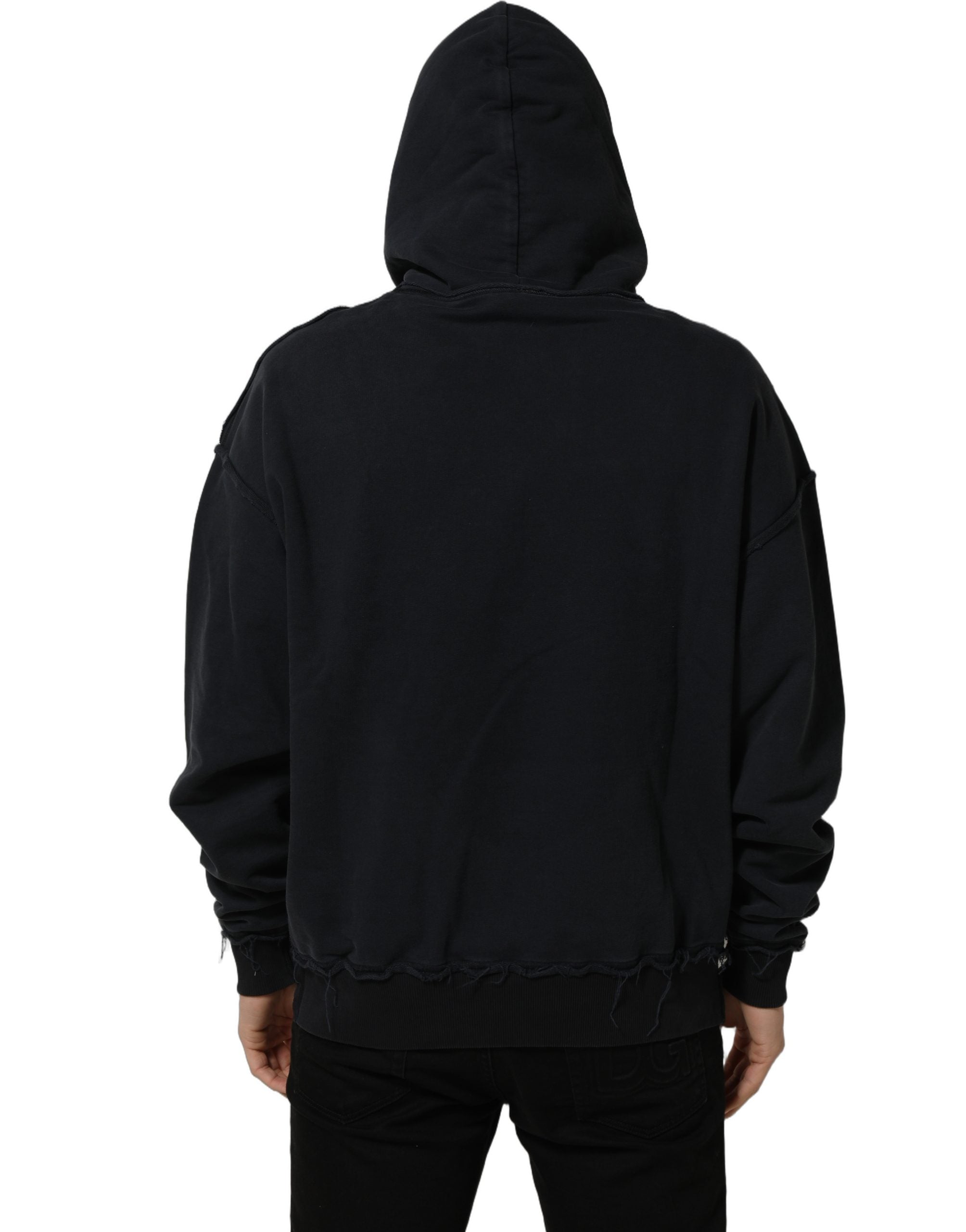 Dolce & Gabbana Black Anchor Print Hooded Sweatshirt Sweater