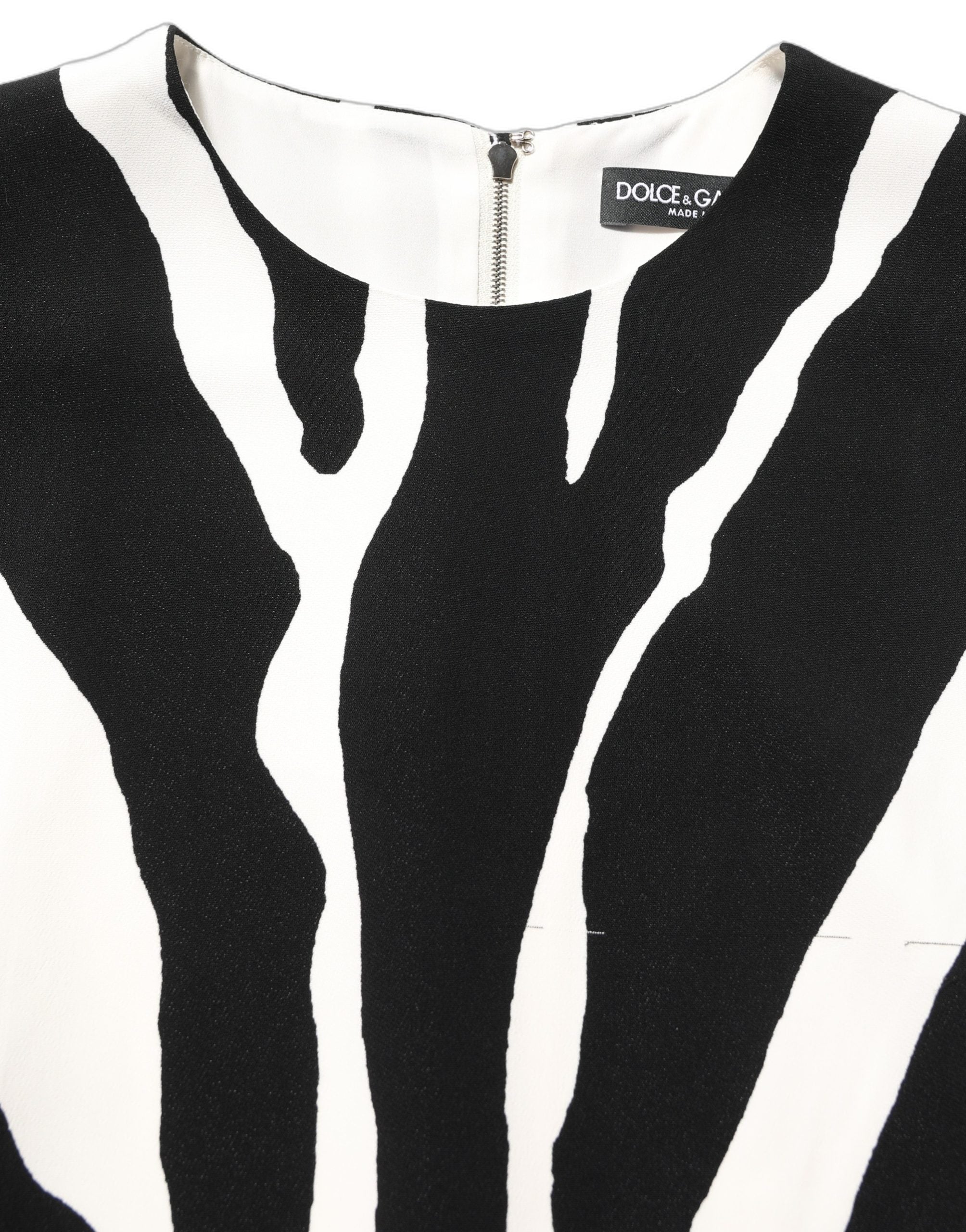 Dolce & Gabbana Black White Zebra Print Viscose Mini Dress