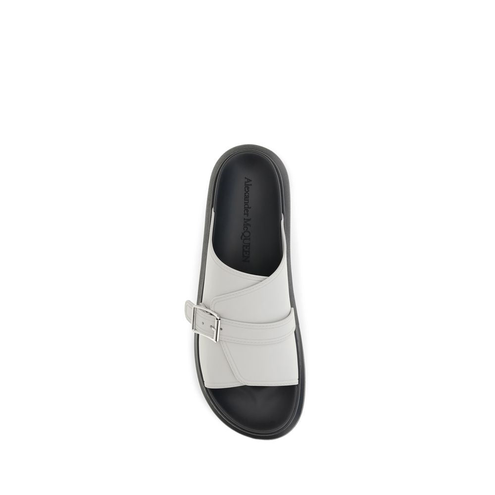 Alexander McQueen Gray Leather Platform Sandals