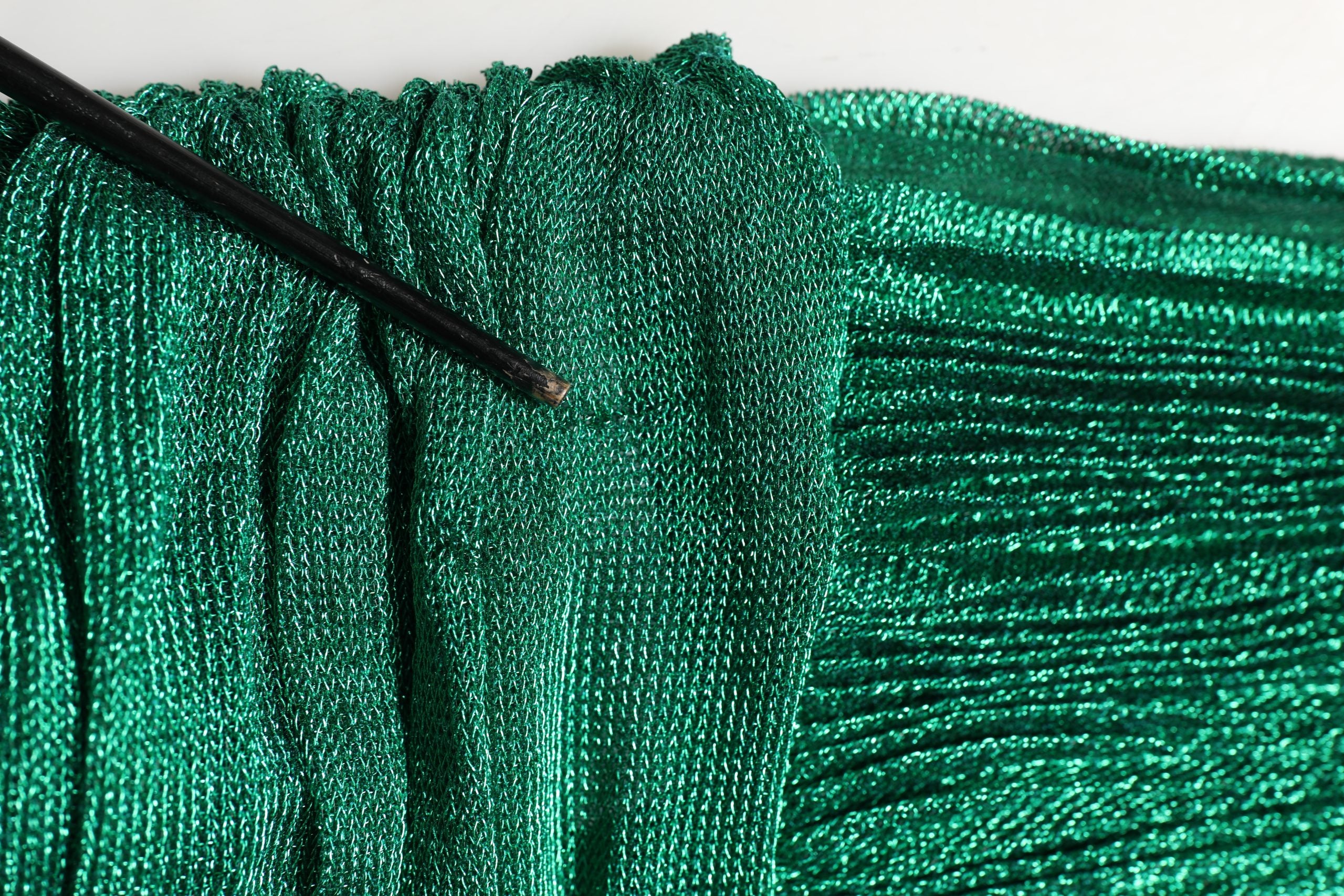 Dolce & Gabbana Metallic Green Sleeveless Plissé Gown Dress