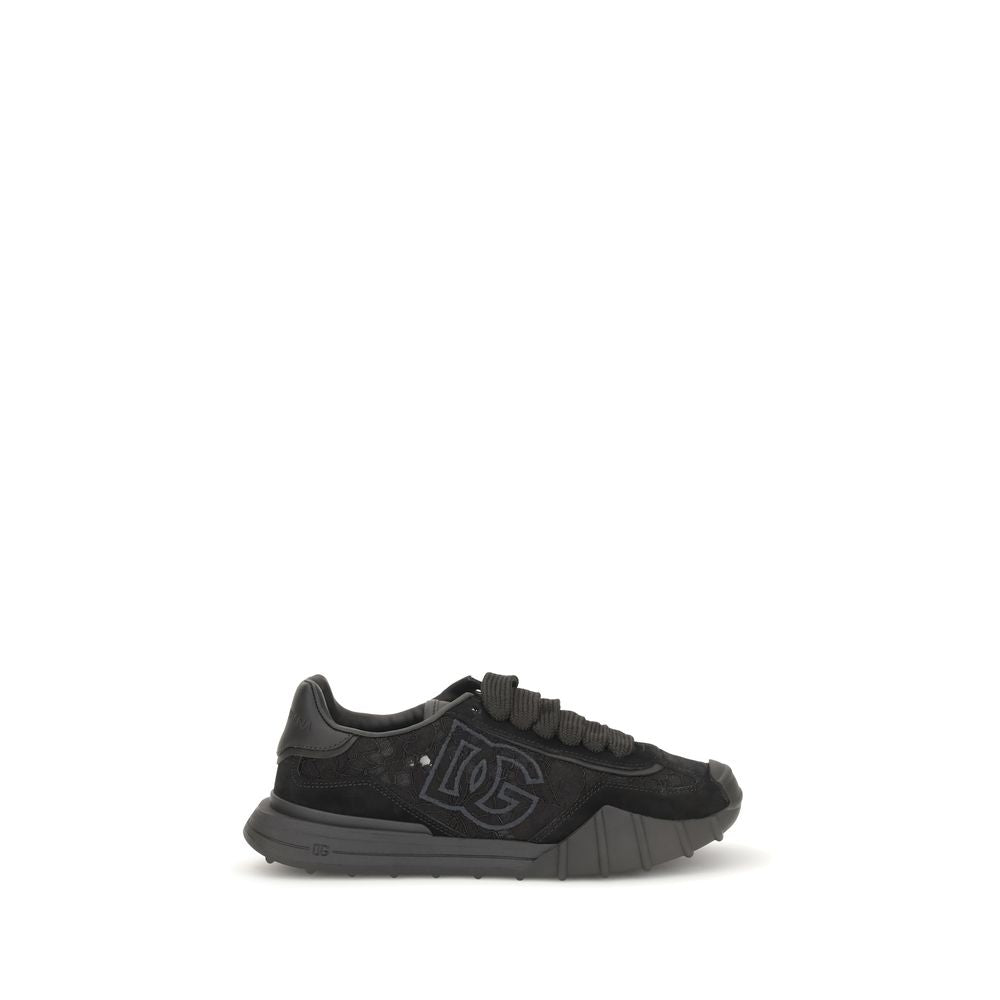 Dolce & Gabbana Black Leather Chunky Sneakers