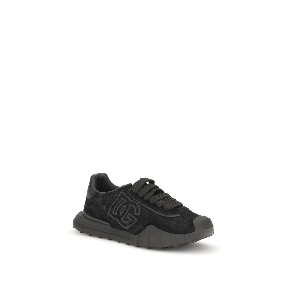 Dolce & Gabbana Black Leather Chunky Sneakers
