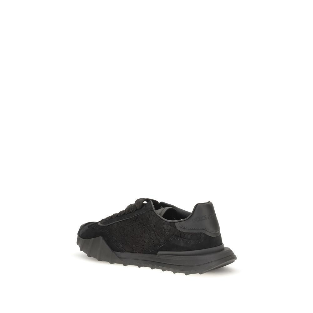 Dolce & Gabbana Black Leather Chunky Sneakers