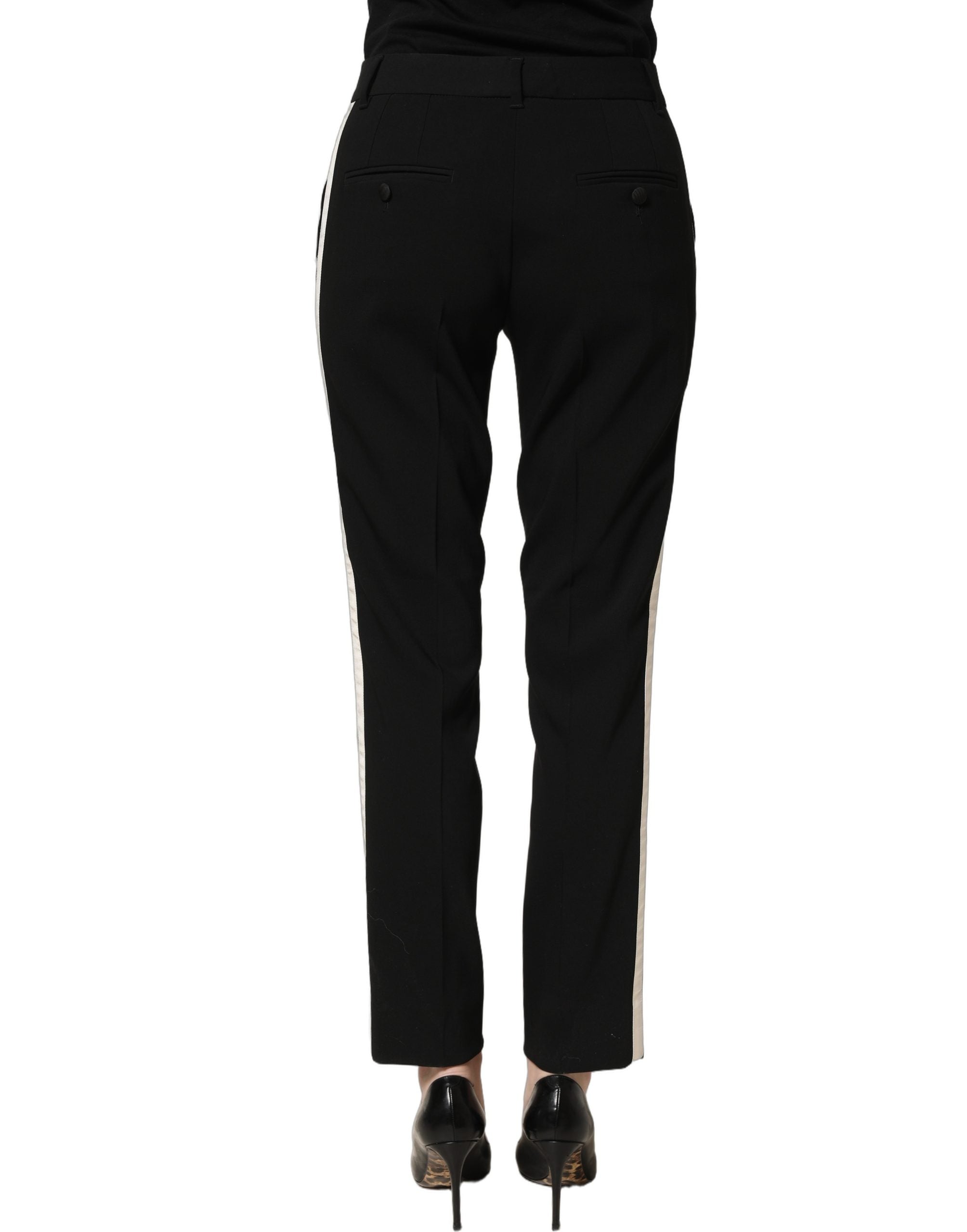 Dolce & Gabbana Black HighWaist Straight Dress Trouser Pants