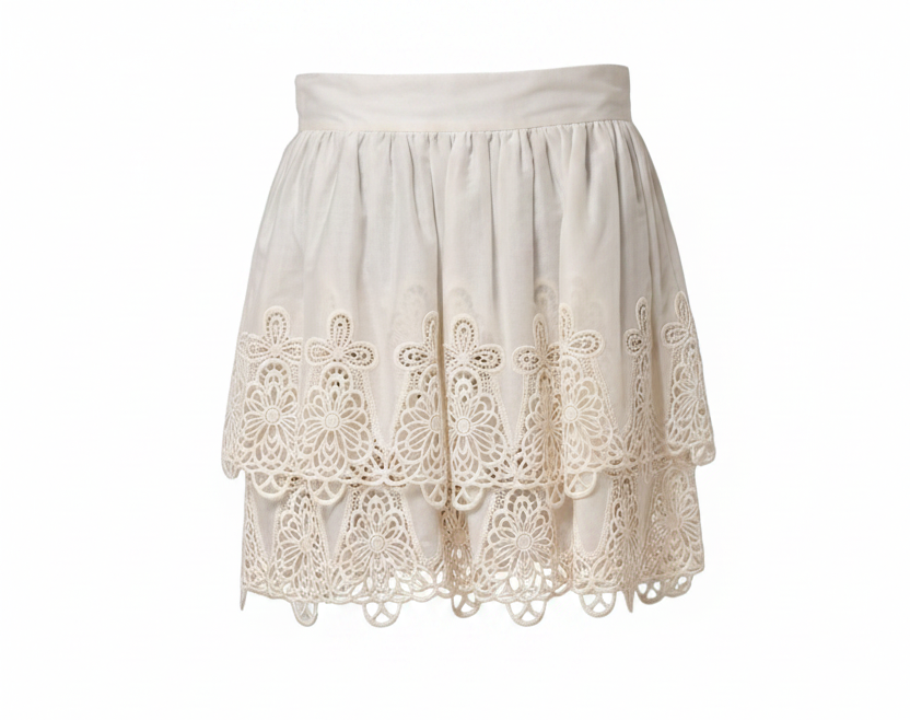 Dolce & Gabbana White Floral Embroidered A-line Mini Skirt
