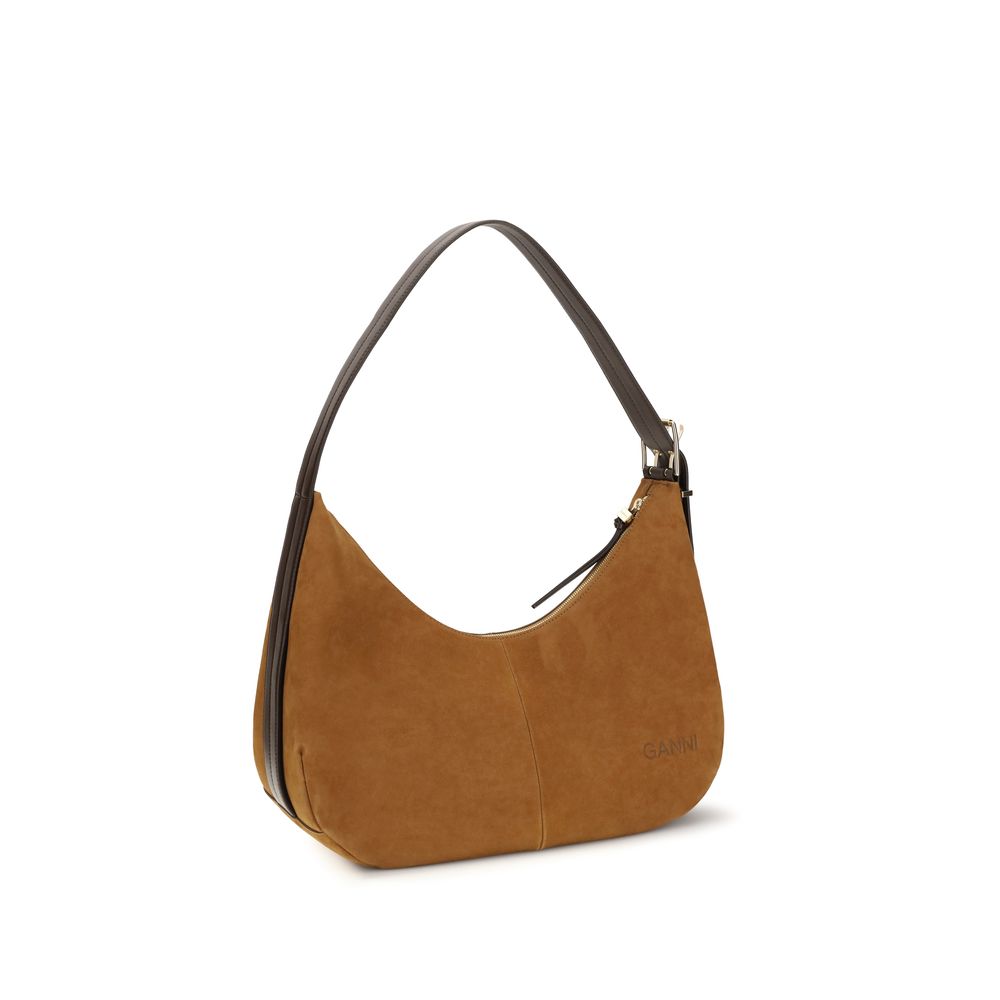 Ganni Brown Recycled Shoulder Bag