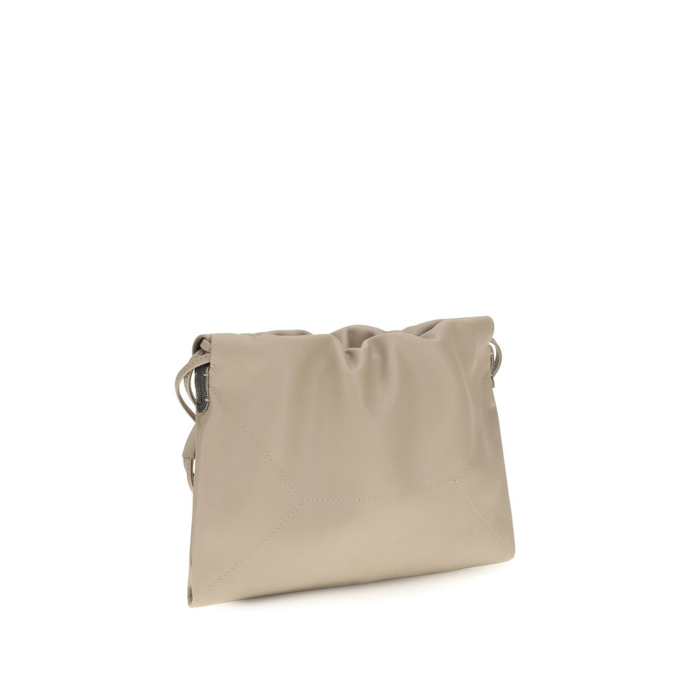 Brunello Cucinelli Beige Leather Shoulder Bag