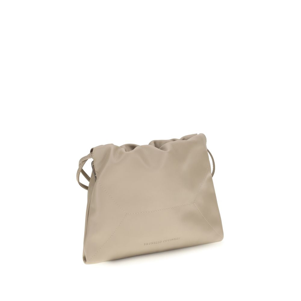 Brunello Cucinelli Beige Leather Shoulder Bag