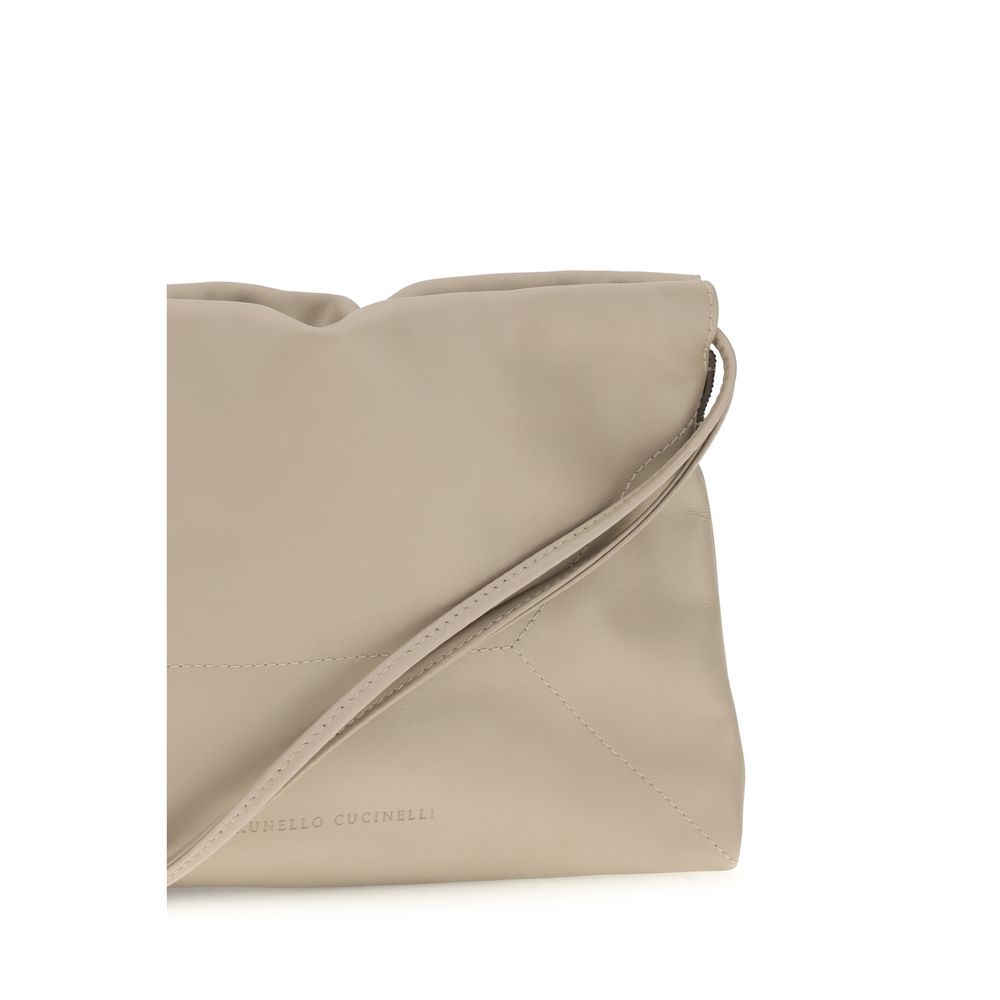 Brunello Cucinelli Beige Leather Shoulder Bag
