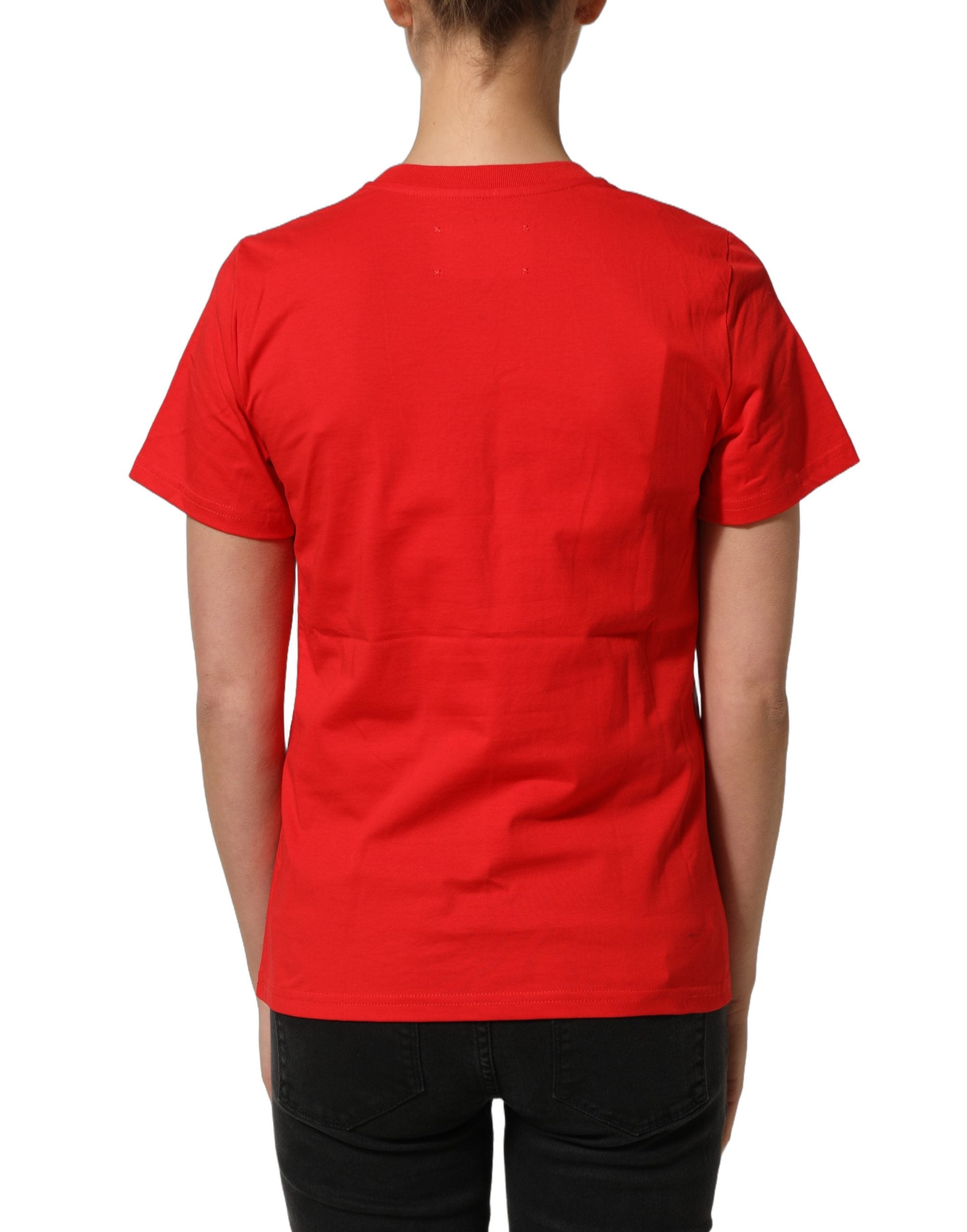 Dolce & Gabbana Red Graphic Cotton Jersey Crew Neck T-shirt