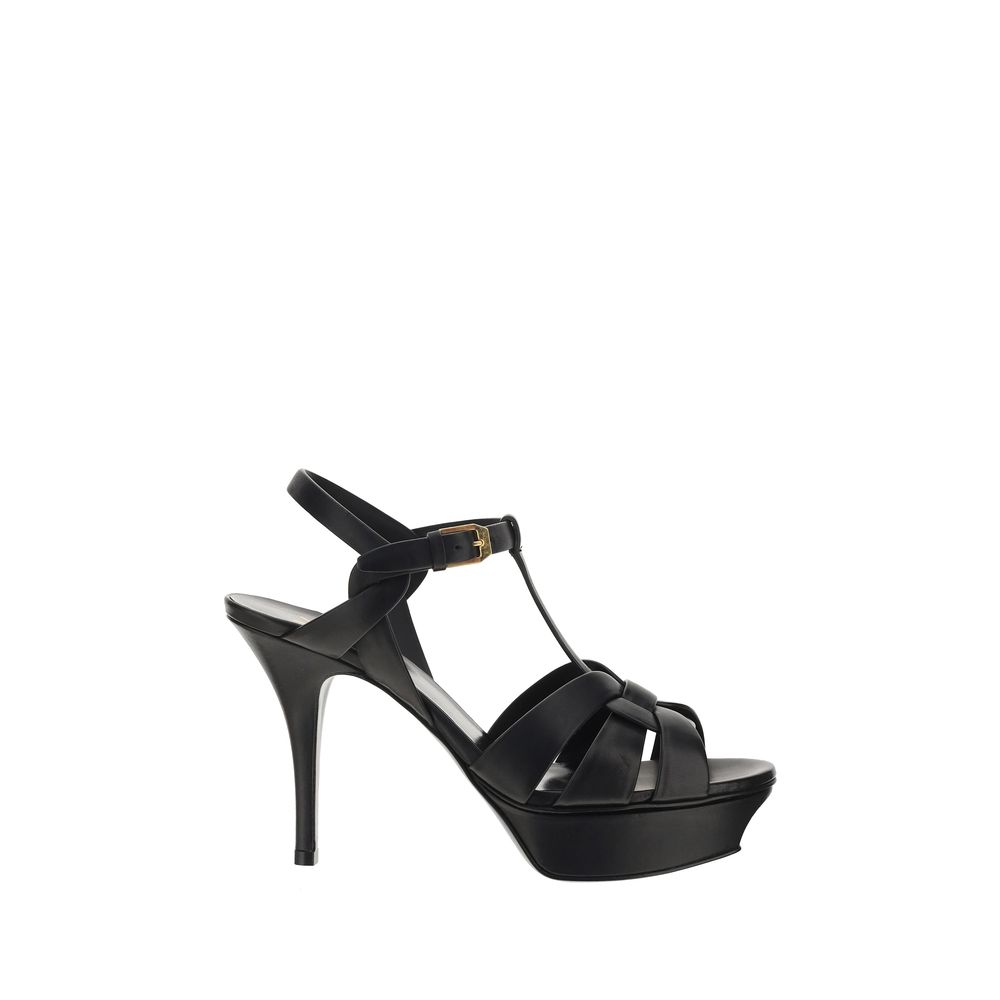 Saint Laurent Black Leather Platform Sandals
