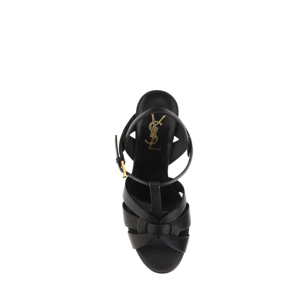 Saint Laurent Black Leather Platform Sandals