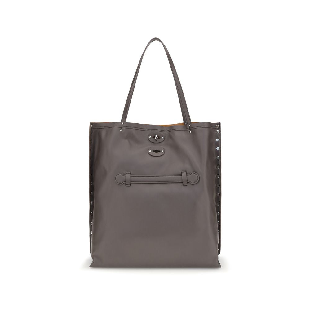 Zanellato Gray Leather Shoulder Bag