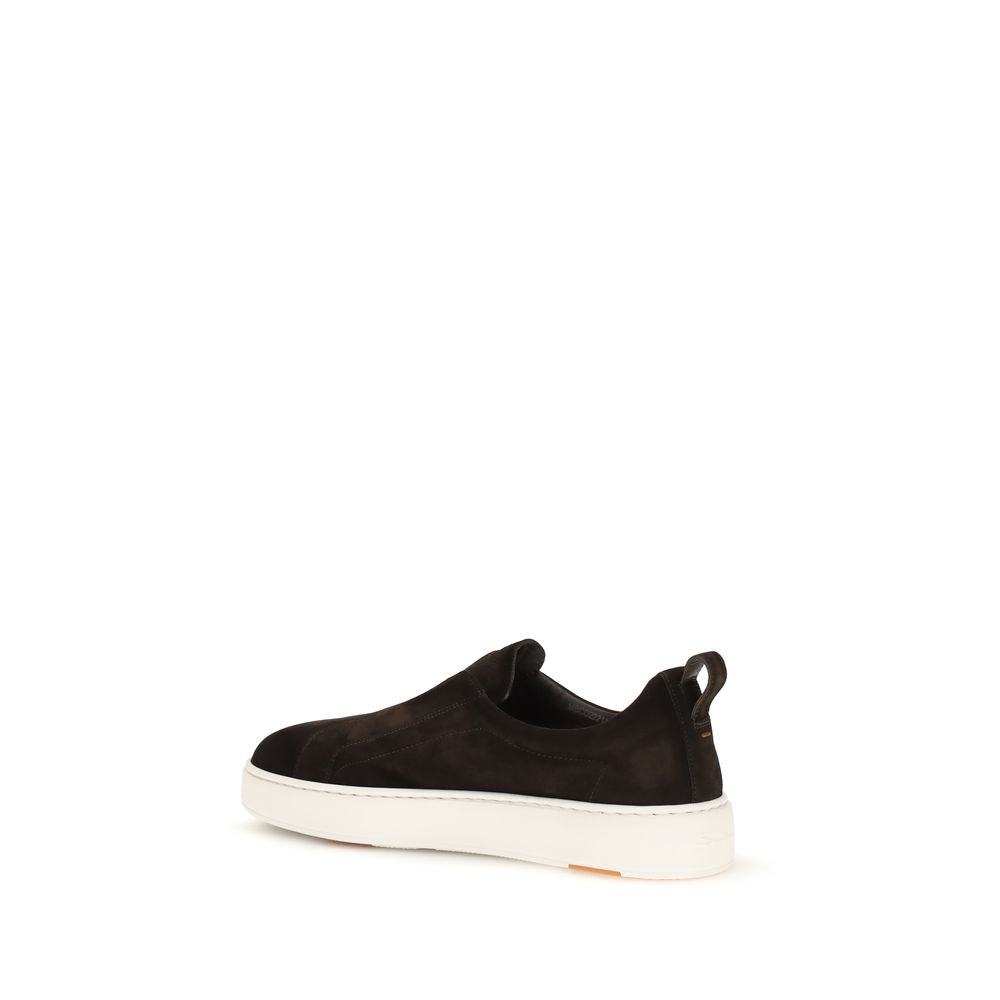 Santoni Brown Leather Sneakers