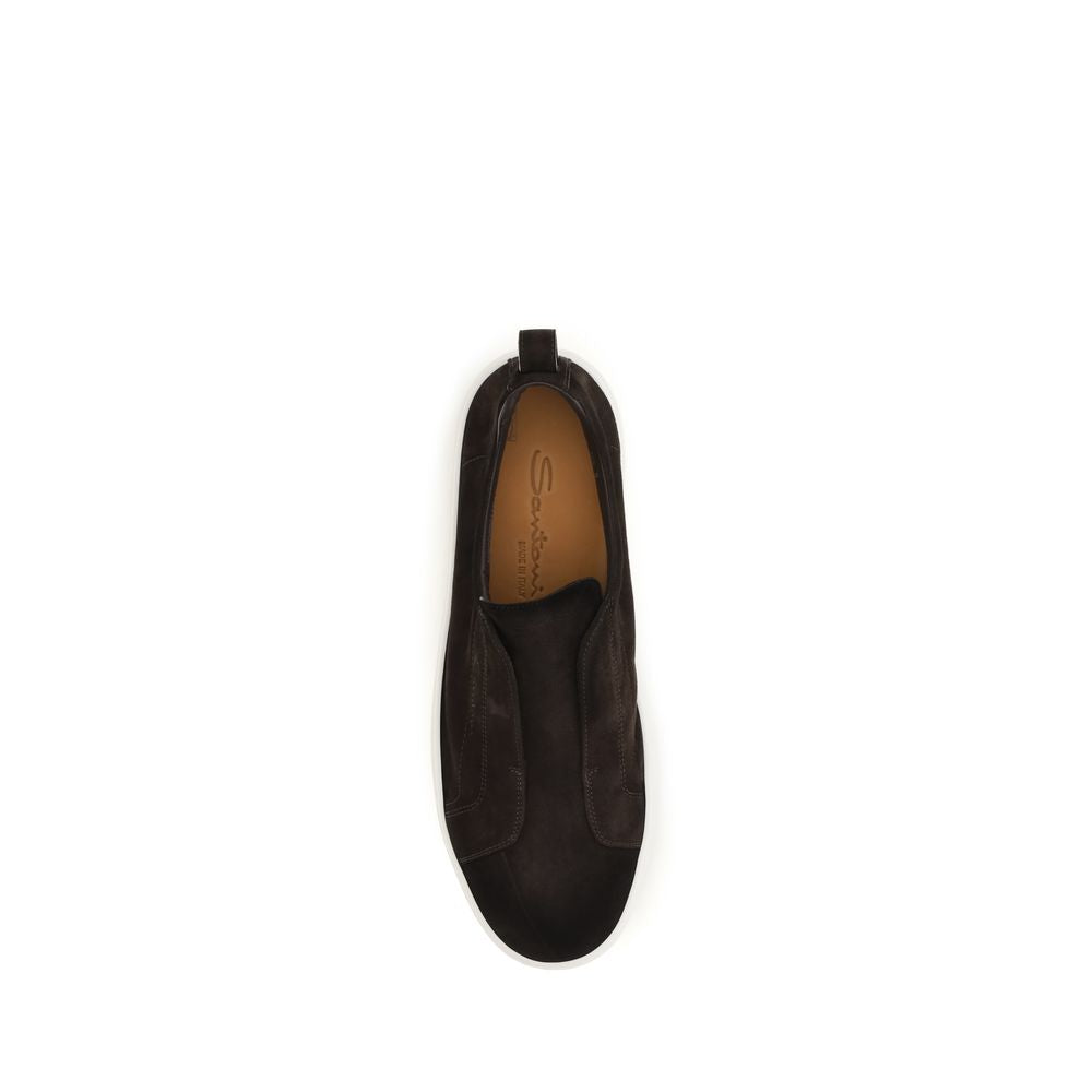 Santoni Brown Leather Sneakers