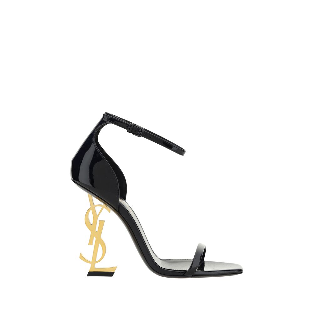 Saint Laurent Black Leather Stiletto Heel Sandals
