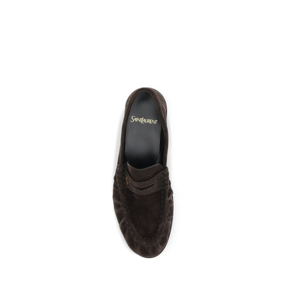 Saint Laurent Brown Leather Slip-On Loafers