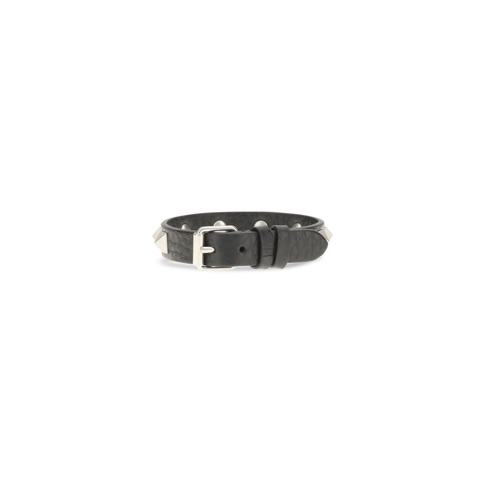 Valentino Garavani Black Leather Bracelet