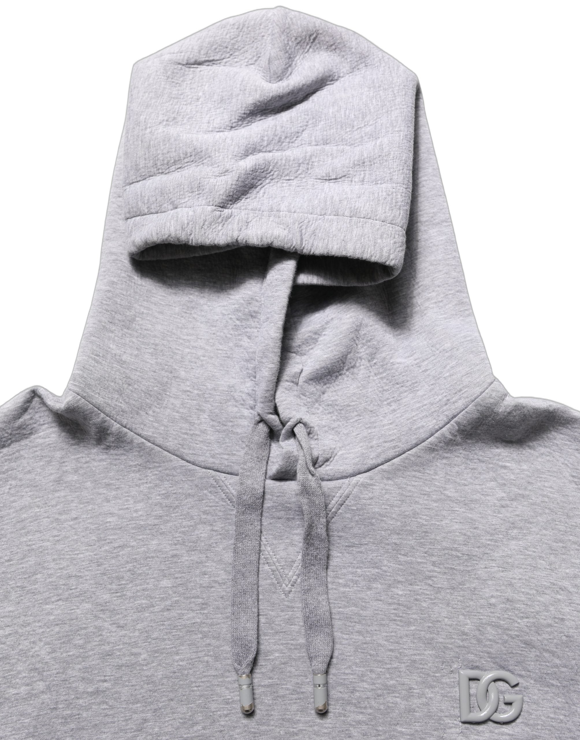 Dolce & Gabbana Gray Cotton Logo Hooded Sweatshirt Sweater