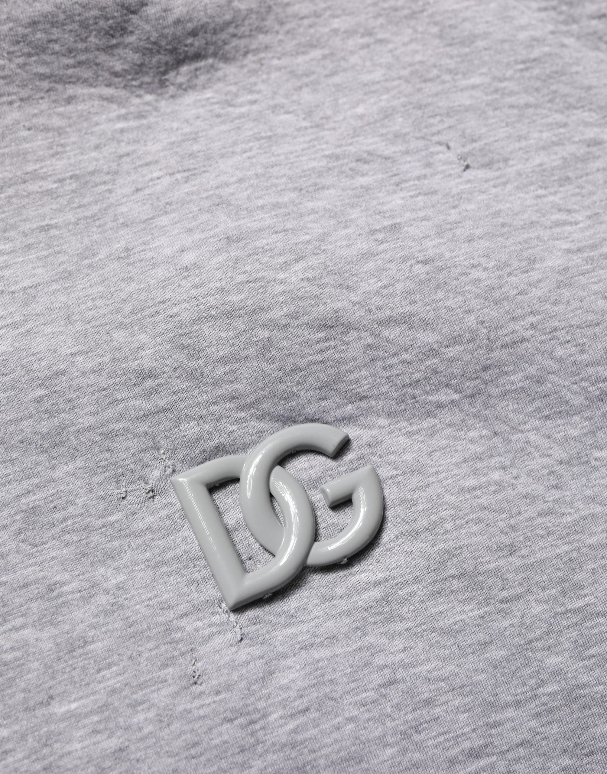 Dolce & Gabbana Gray Cotton Logo Hooded Sweatshirt Sweater