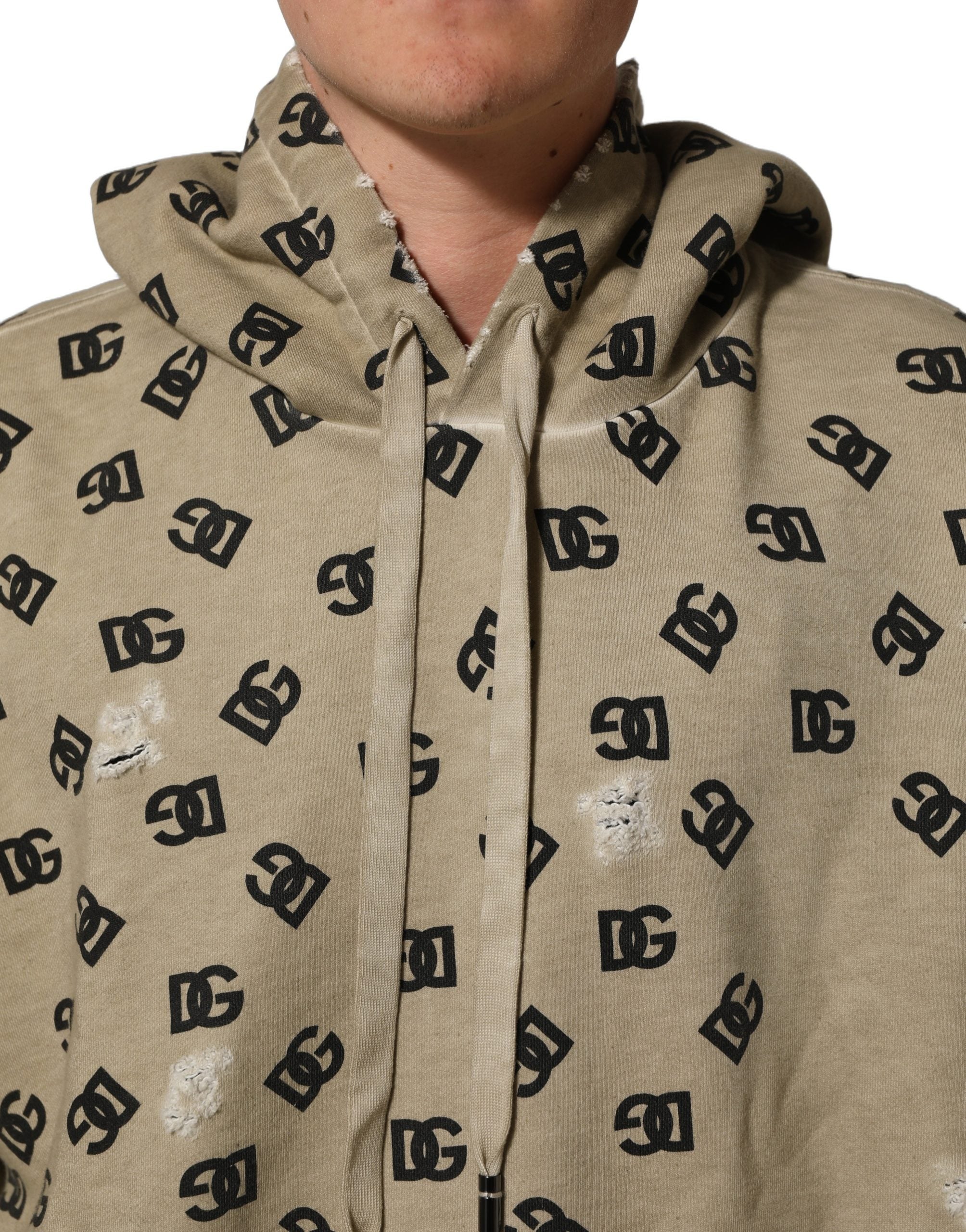 Dolce & Gabbana Brown Cotton Logo Hooded Sweatshirt Sweater