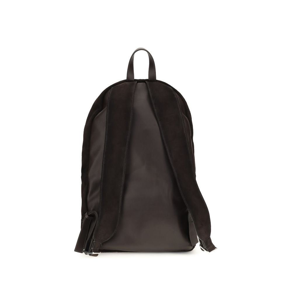 Santoni Brown Leather Backpack