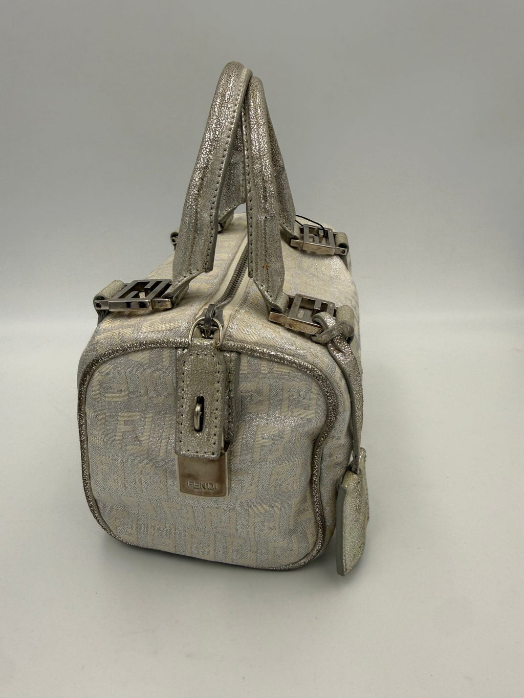Fendi FENDI Mini Bauletto FF Zucchino Laminated Handbag
