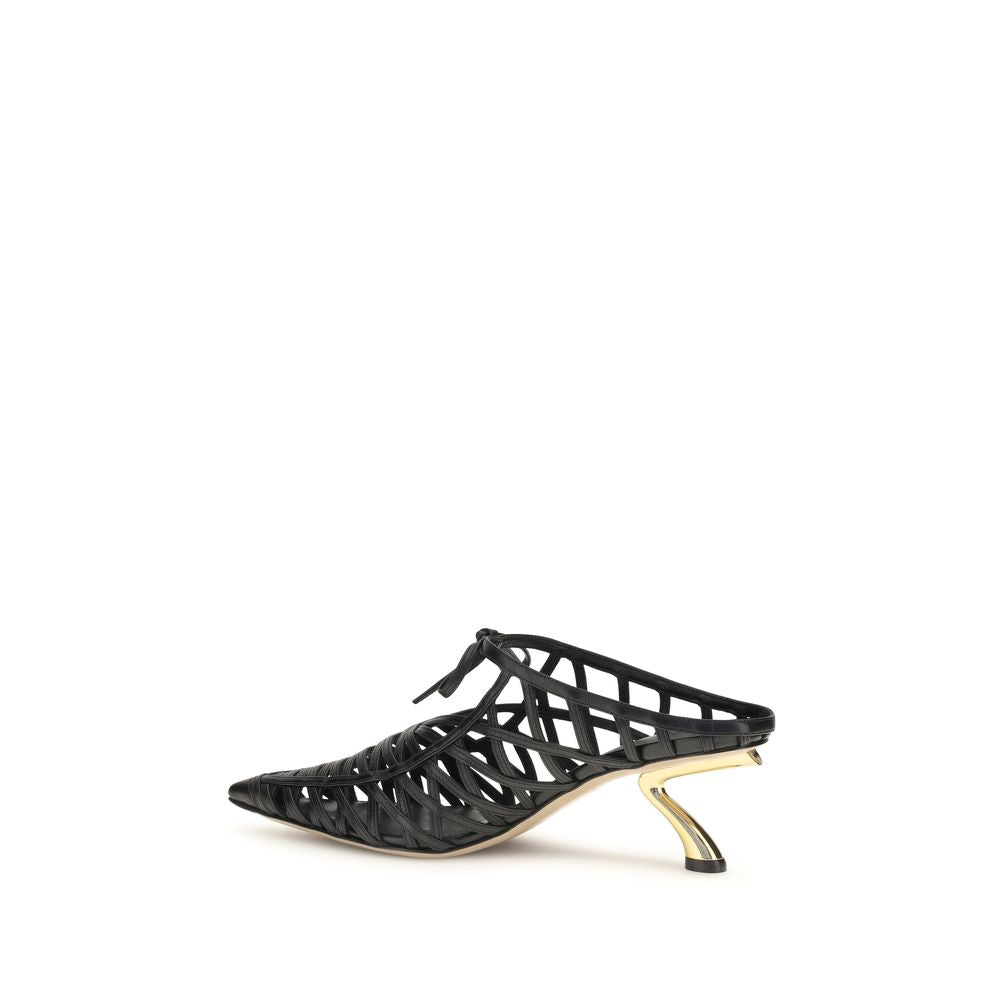 Ferragamo Black Leather Mules