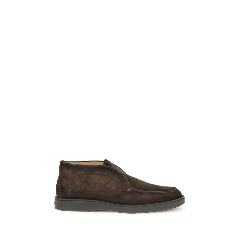 Santoni Brown Leather Ankle Boots