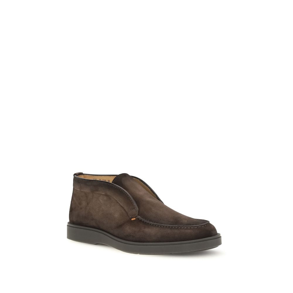 Santoni Brown Leather Ankle Boots