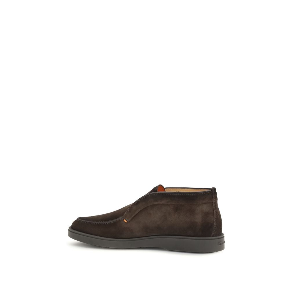 Santoni Brown Leather Ankle Boots