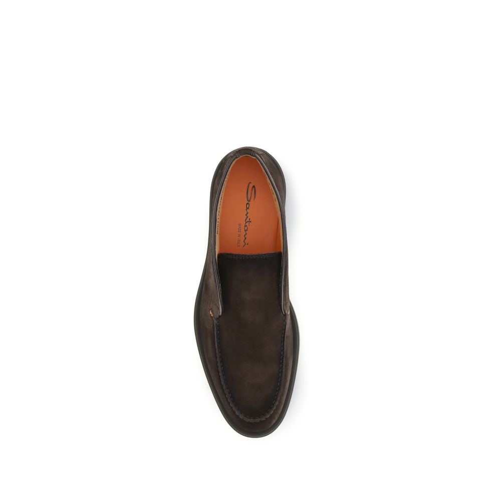 Santoni Brown Leather Ankle Boots