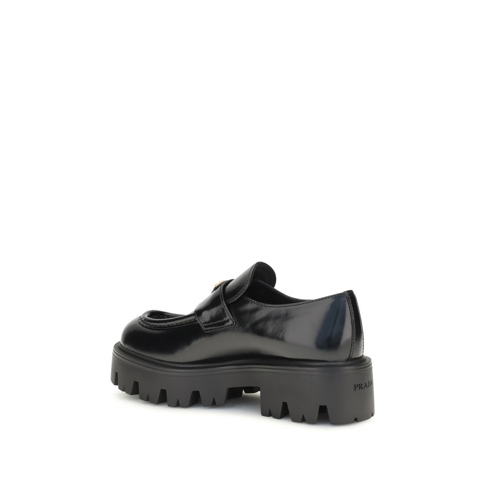 Prada Black Leather Slip-On Loafers