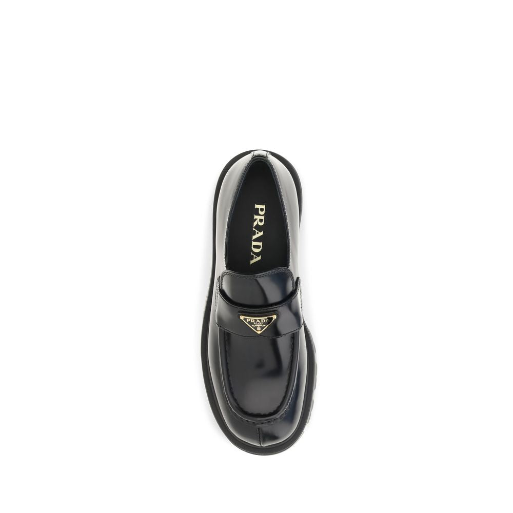 Prada Black Leather Slip-On Loafers
