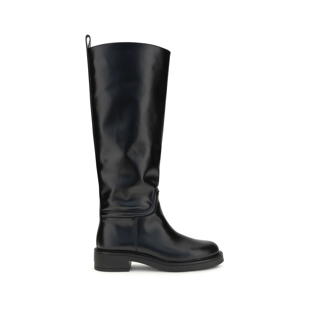 Stuart Weitzman Black Leather Flat Boots