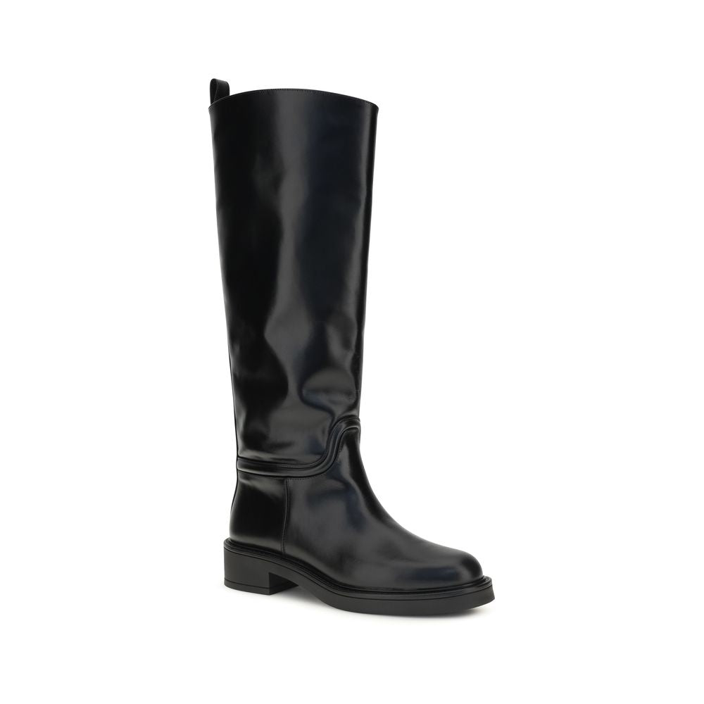 Stuart Weitzman Black Leather Flat Boots
