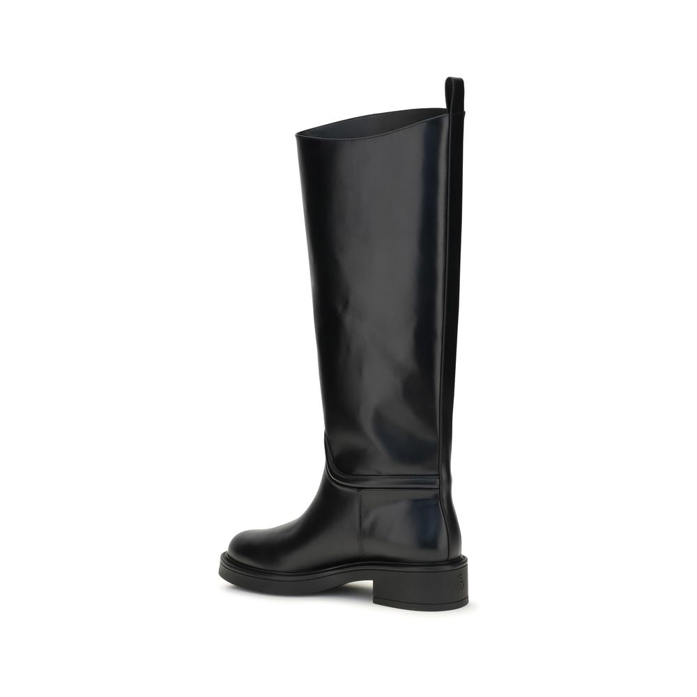 Stuart Weitzman Black Leather Flat Boots