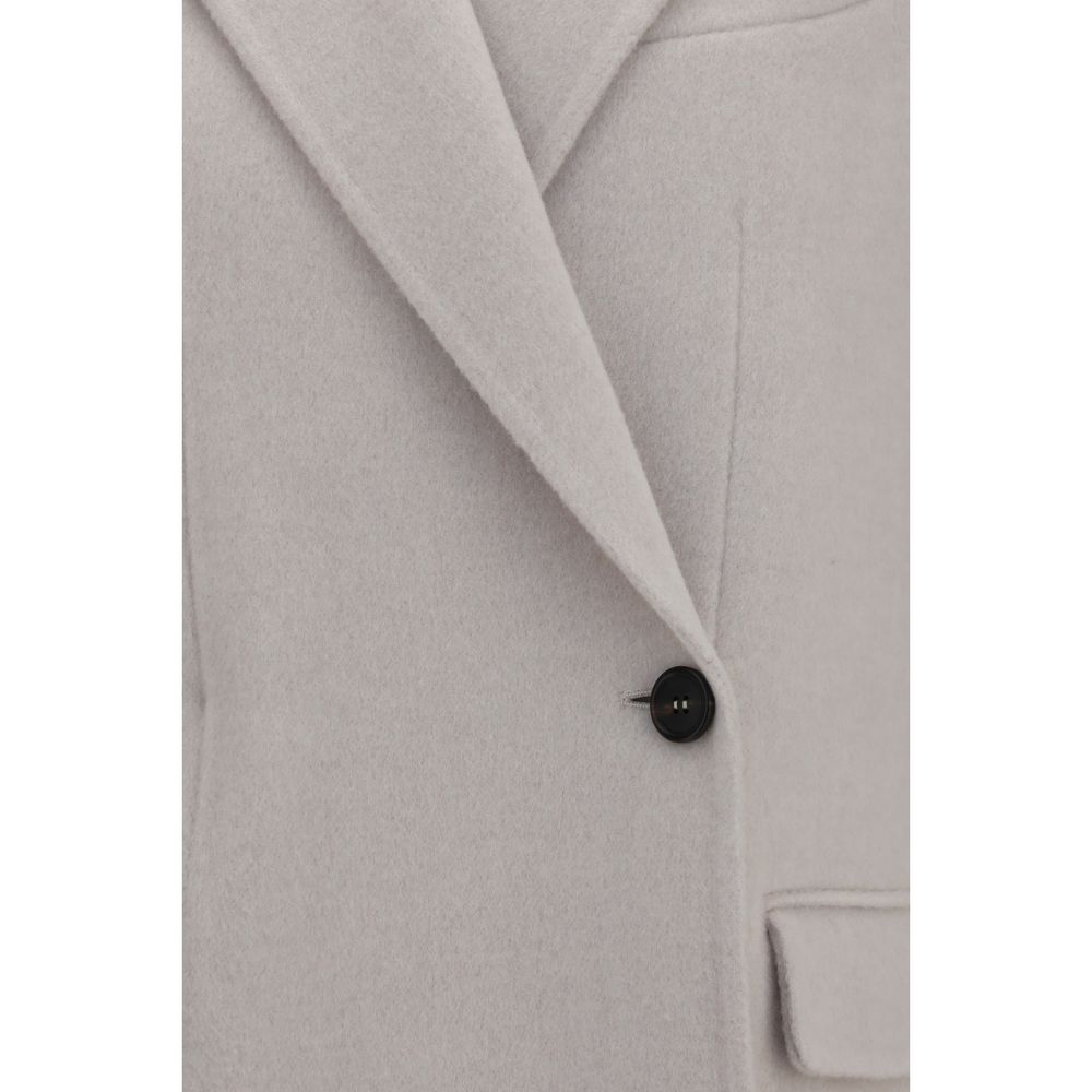 Brunello Cucinelli White Wool Oves Aries Full-Length Jacket