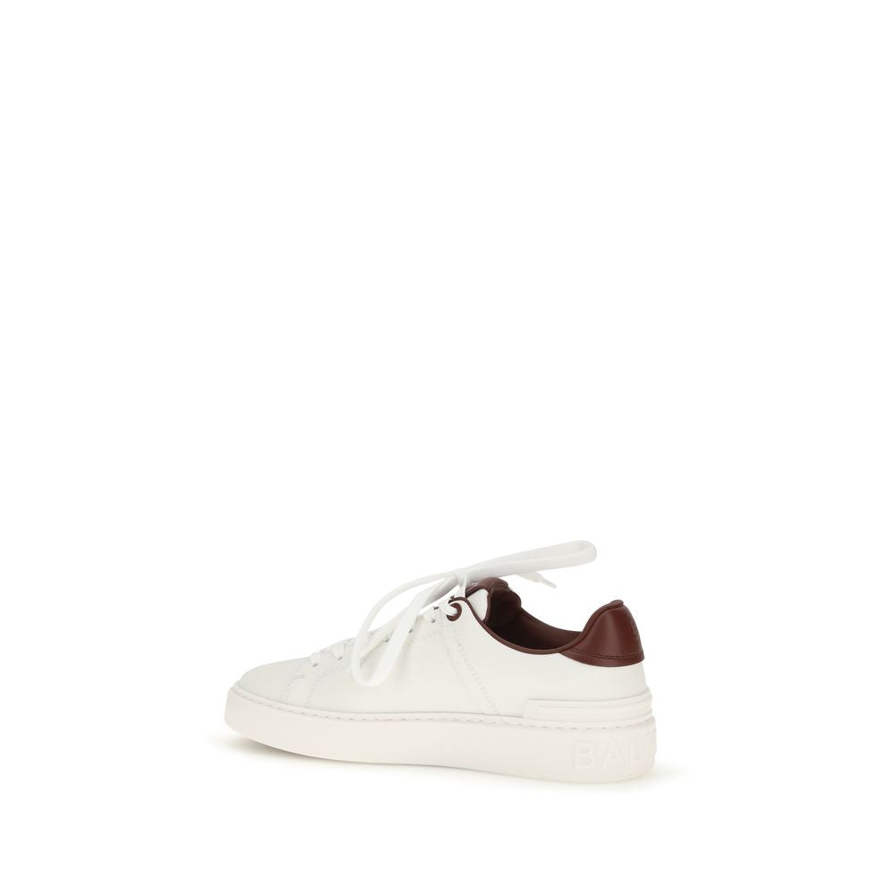 Balmain White Leather  Athletic Sneakers