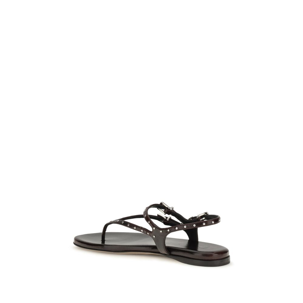 Chloé Black Leather Flat Sandals
