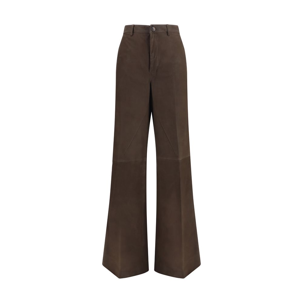 Rick Owens Brown Leather Casual Pants