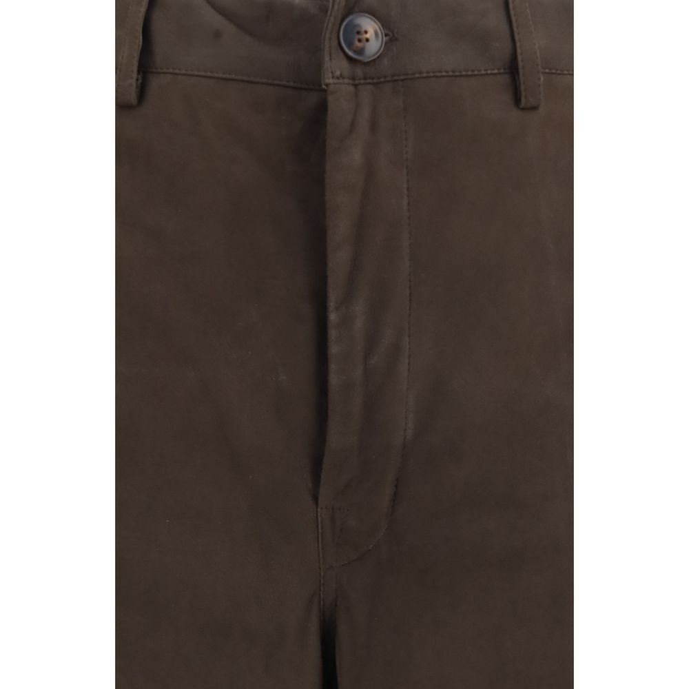 Rick Owens Brown Leather Casual Pants