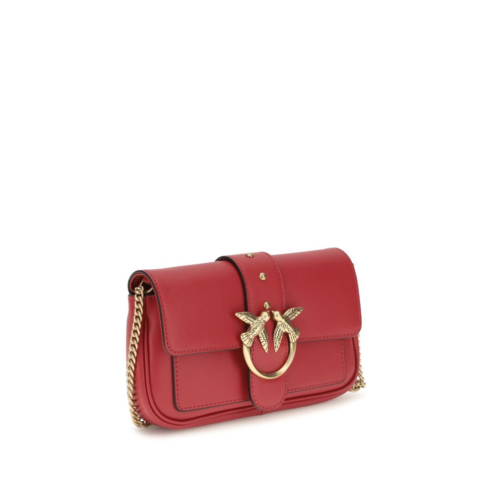 PINKO Red Leather Shoulder Bag