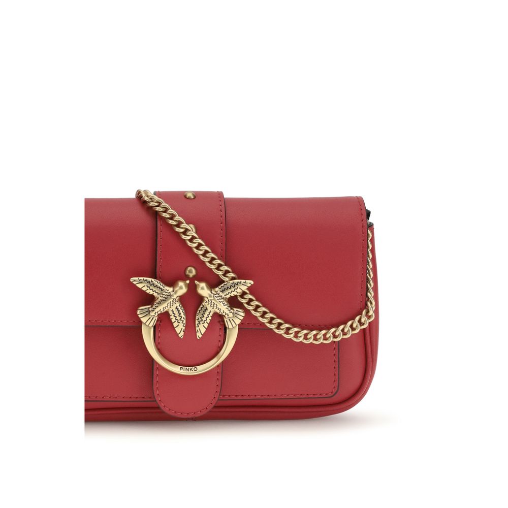 PINKO Red Leather Shoulder Bag