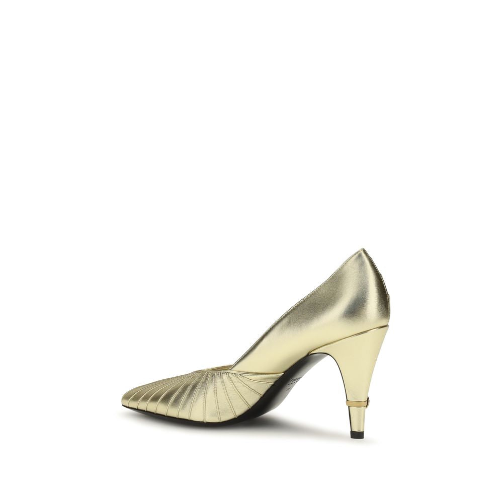 Versace Gold Leather High Heel Pumps