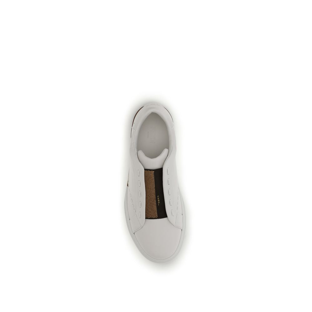 Fendi White Leather Low Top Sneakers