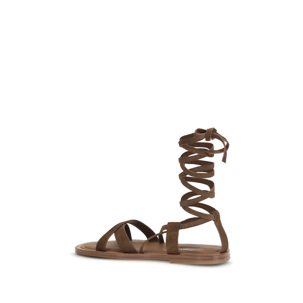 Miu Miu Brown Leather Strap-On Sandals